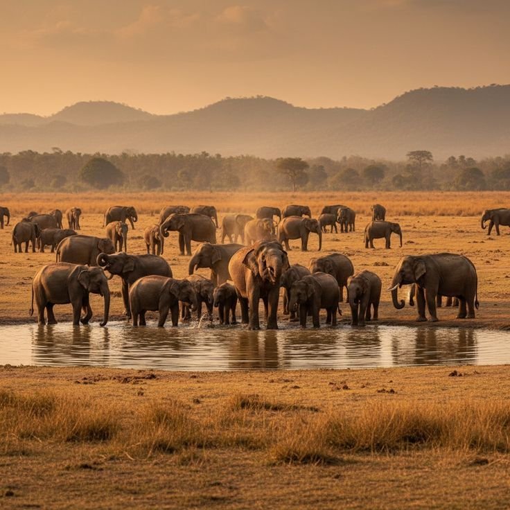 Elephant gathering at Minneriya National Park
